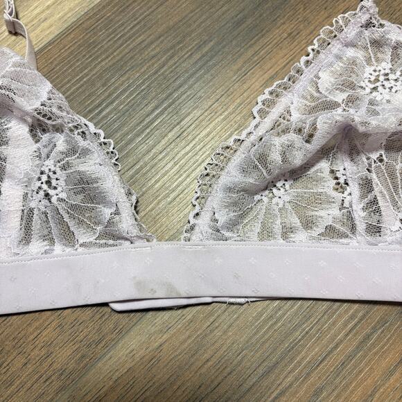 & Other Stories 12 Floral Lace Triangle Sheer Bra Pastel Purple Adjustable Strap - Picture 6 of 10